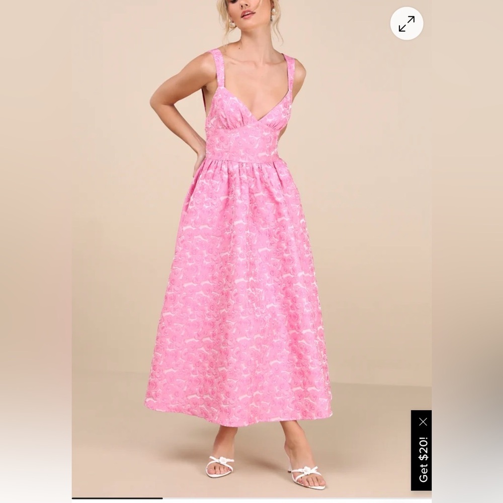 Lulu's Pink Lace Midi Dress